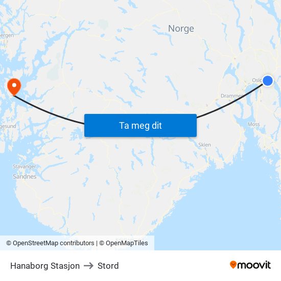 Hanaborg Stasjon to Stord map