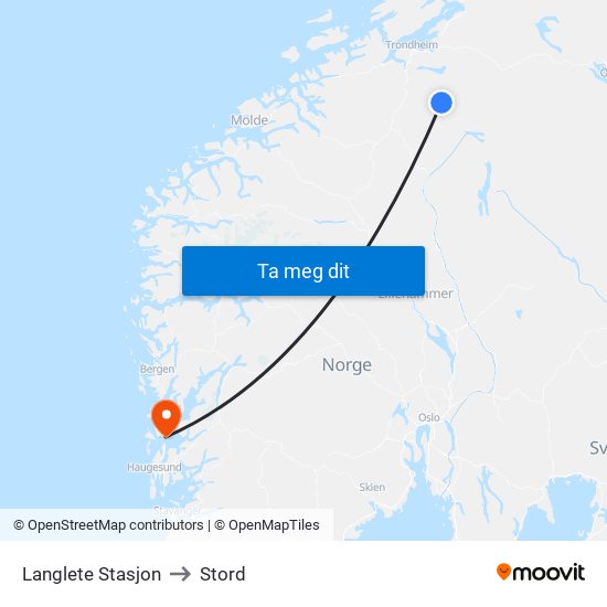 Langlete Stasjon to Stord map