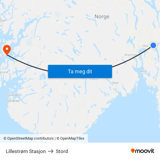 Lillestrøm Stasjon to Stord map