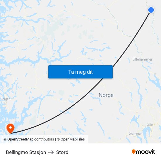 Bellingmo Stasjon to Stord map