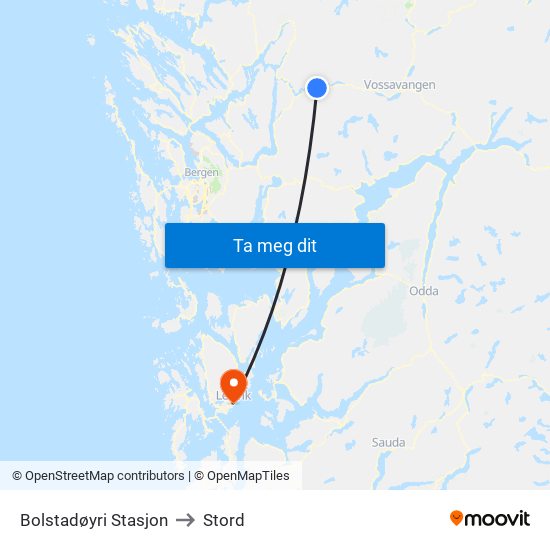 Bolstadøyri Stasjon to Stord map