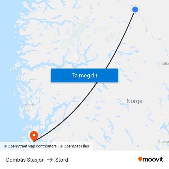 Dombås Stasjon to Stord map