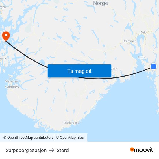 Sarpsborg Stasjon to Stord map