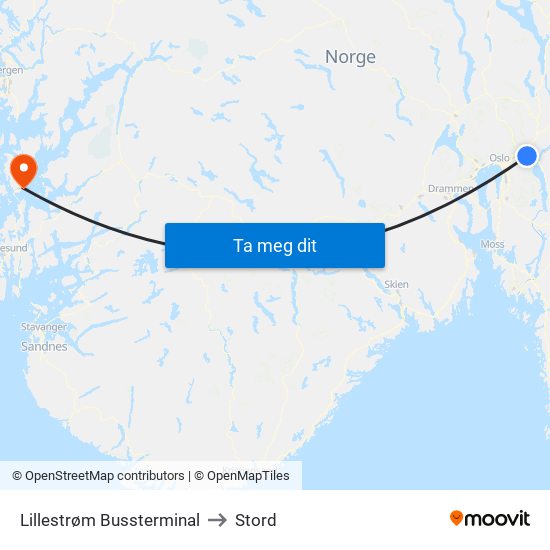 Lillestrøm Bussterminal to Stord map