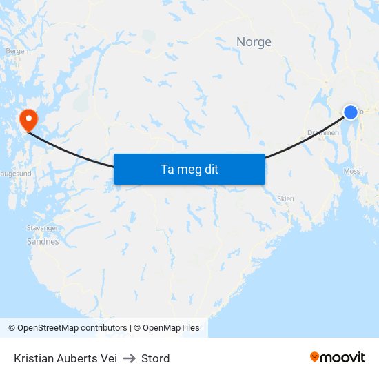 Kristian Auberts Vei to Stord map