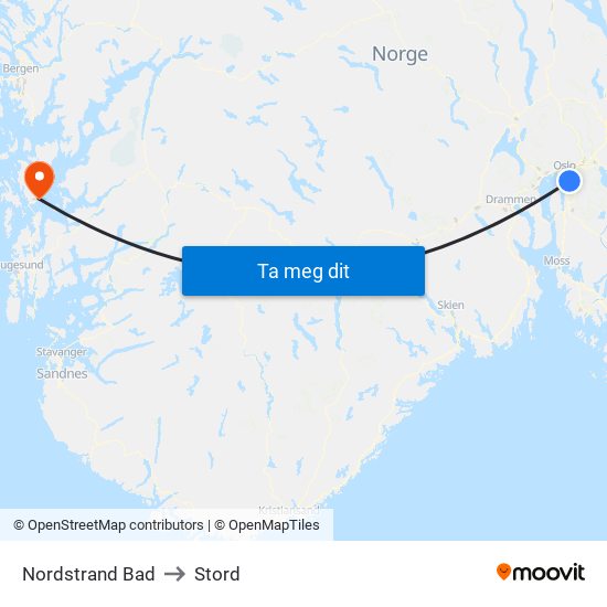 Nordstrand Bad to Stord map