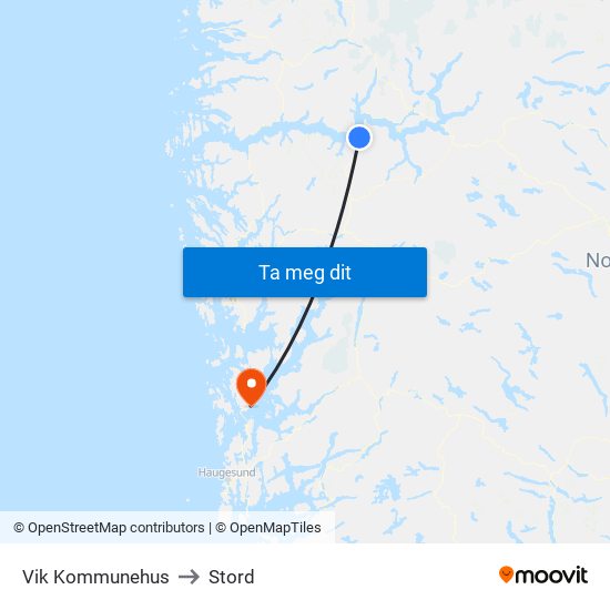 Vik Kommunehus to Stord map