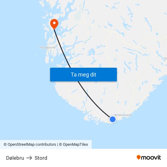 Dølebru to Stord map