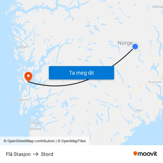 Flå Stasjon to Stord map