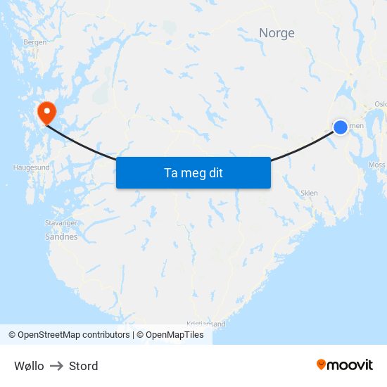 Wøllo to Stord map