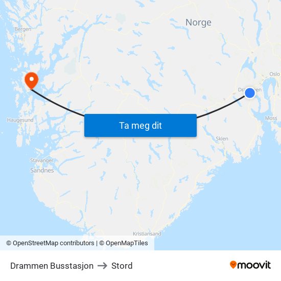 Drammen Busstasjon to Stord map