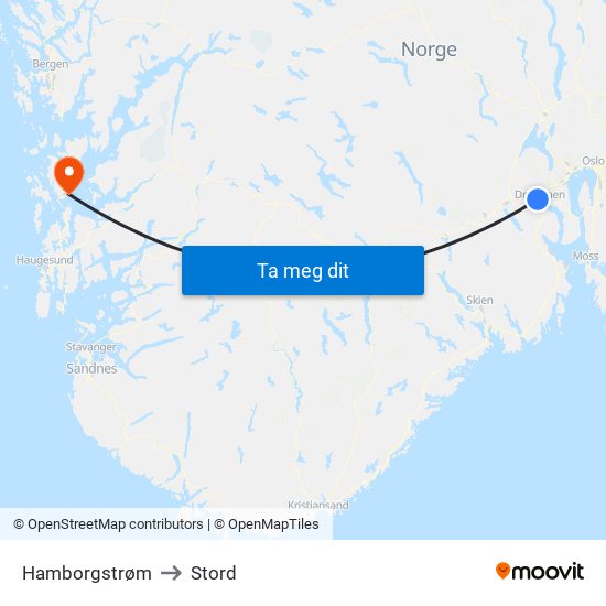 Hamborgstrøm to Stord map