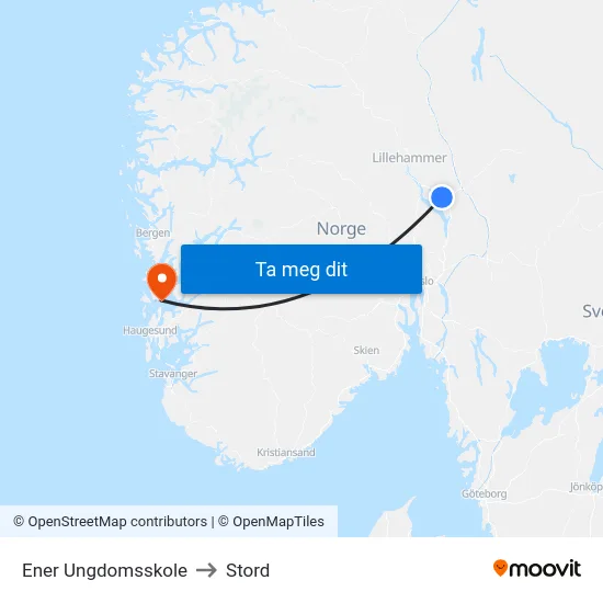 Ener Ungdomsskole to Stord map