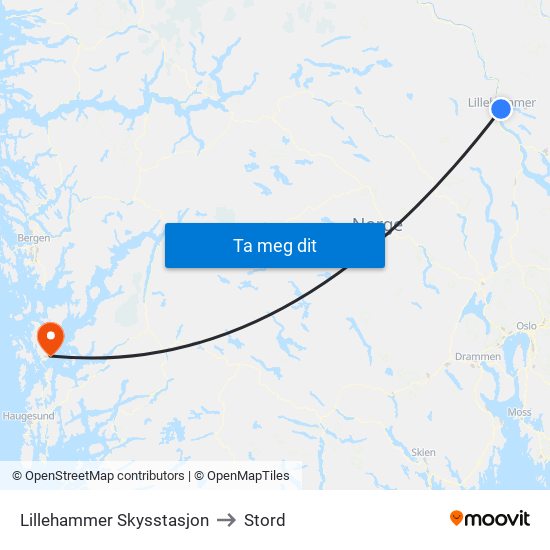 Lillehammer Skysstasjon to Stord map