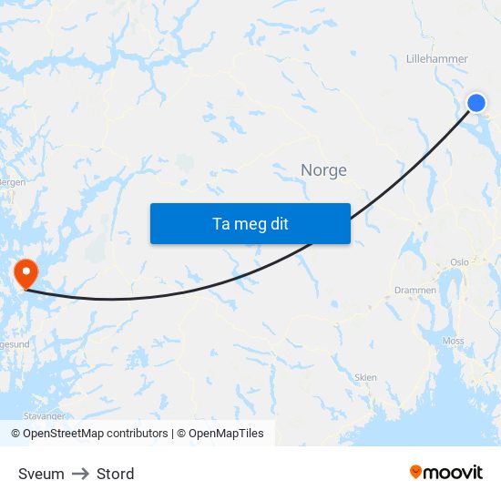 Sveum to Stord map