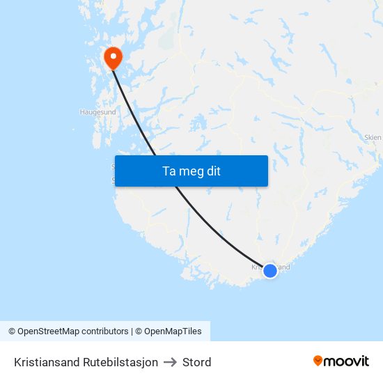 Kristiansand Rutebilstasjon to Stord map