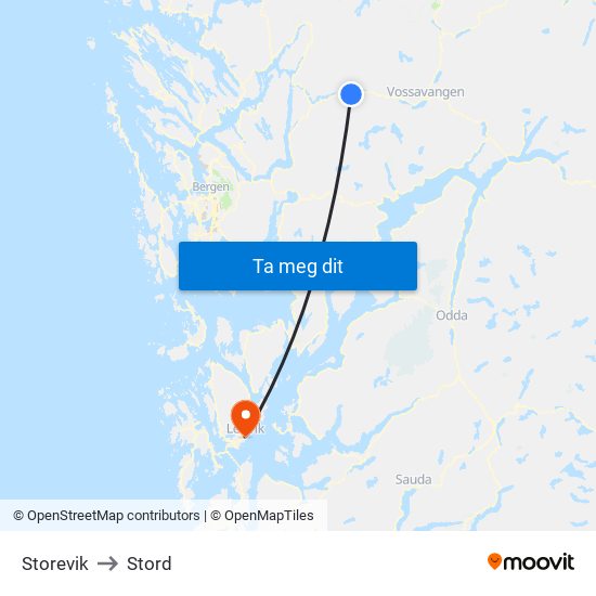 Storevik to Stord map