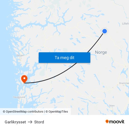 Garlikrysset to Stord map