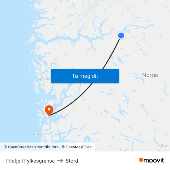 Filefjell Fylkesgrensa to Stord map