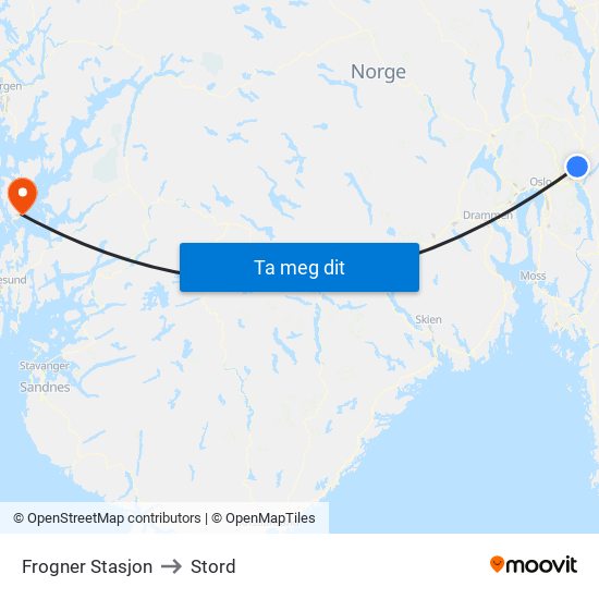Frogner Stasjon to Stord map