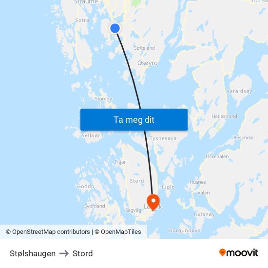 Stølshaugen to Stord map