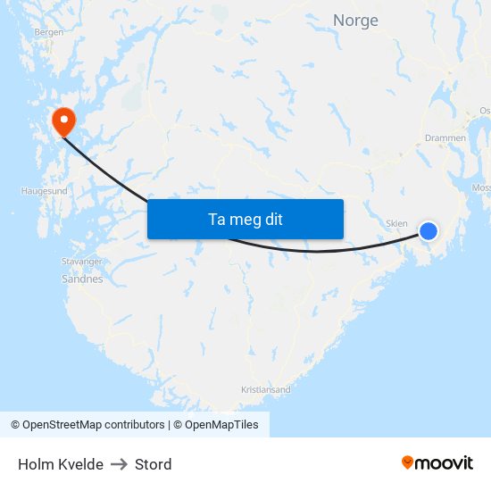 Holm Kvelde to Stord map