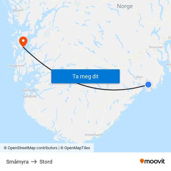 Småmyra to Stord map