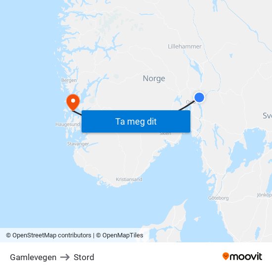 Gamlevegen to Stord map