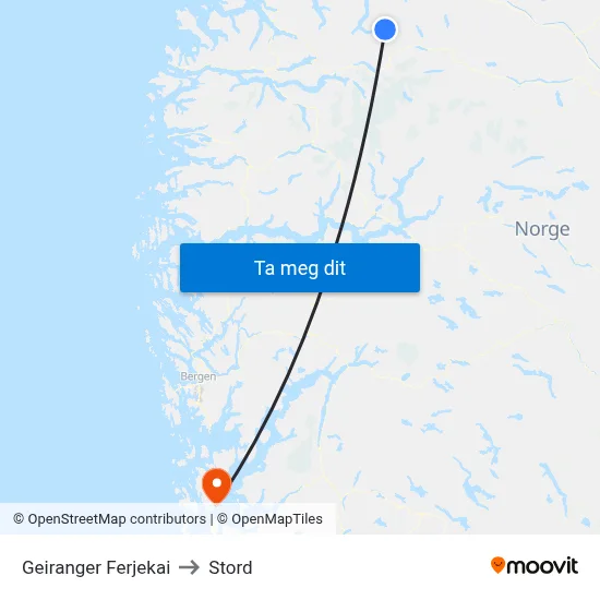 Geiranger Ferjekai to Stord map