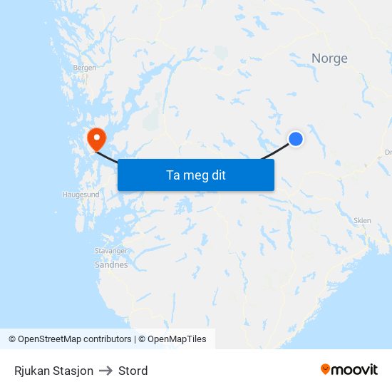 Rjukan Stasjon to Stord map