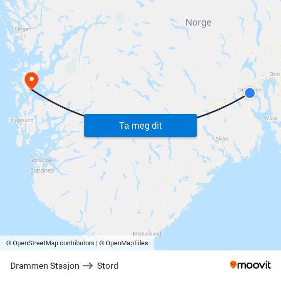 Drammen Stasjon to Stord map