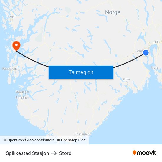 Spikkestad Stasjon to Stord map