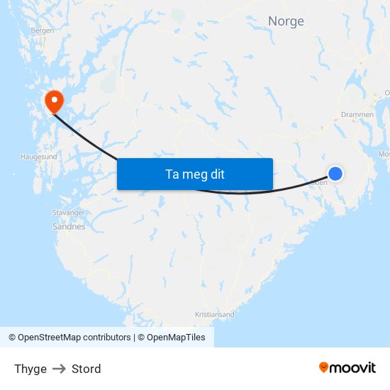 Thyge to Stord map