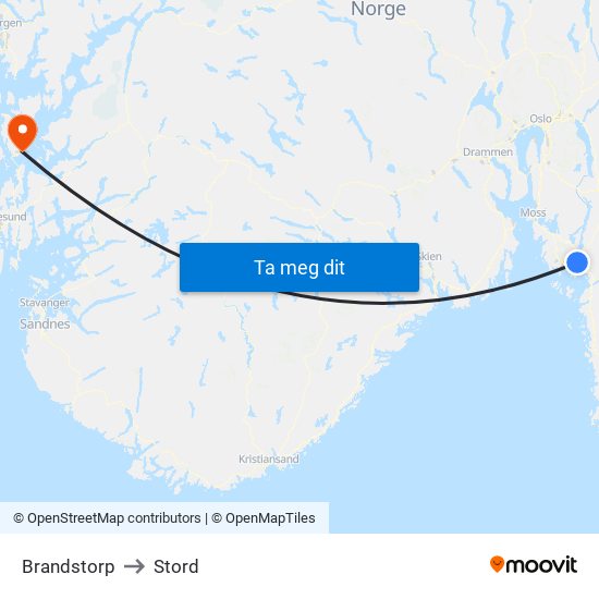 Brandstorp to Stord map