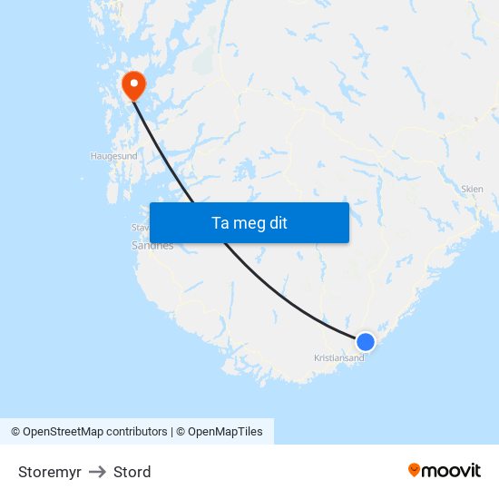 Storemyr to Stord map