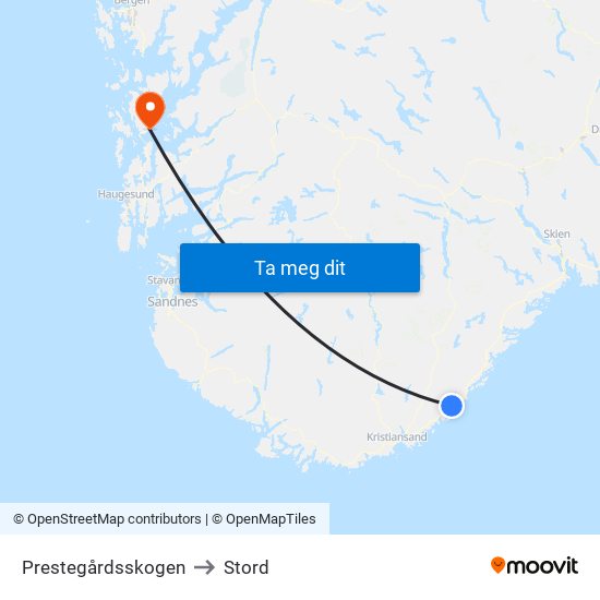 Prestegårdsskogen to Stord map