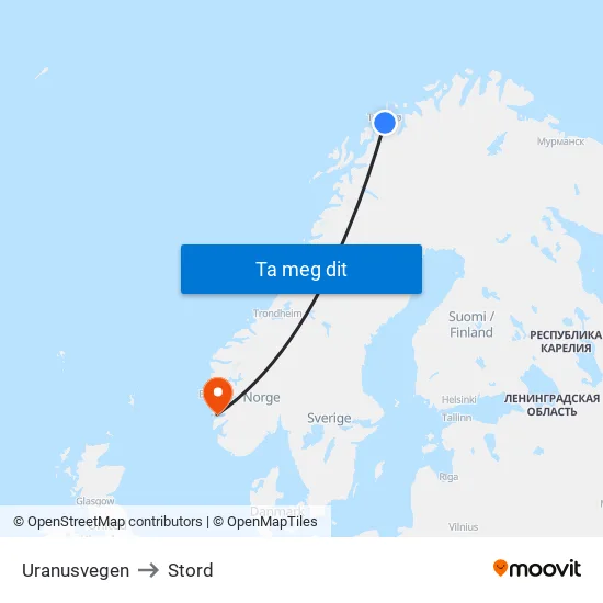 Uranusvegen to Stord map