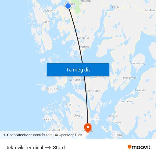 Jektevik Terminal to Stord map