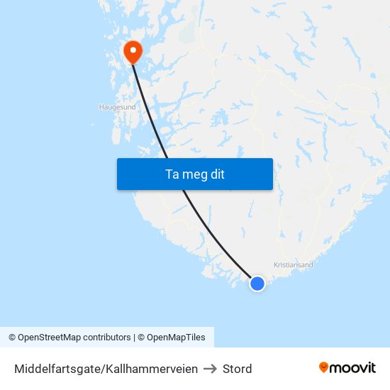 Middelfartsgate/Kallhammerveien to Stord map