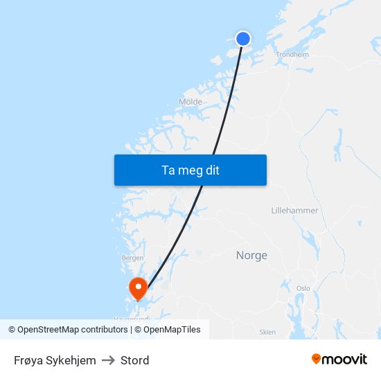 Frøya Sykehjem to Stord map