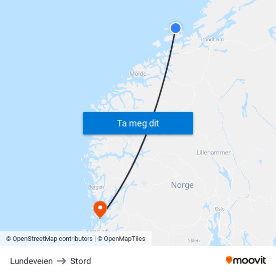 Lundeveien to Stord map