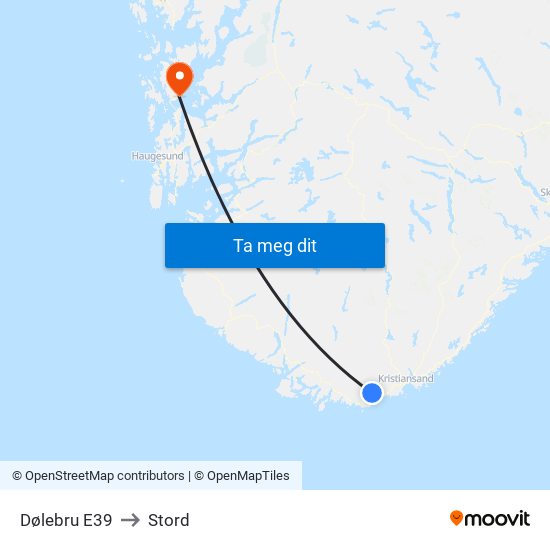 Dølebru E39 to Stord map