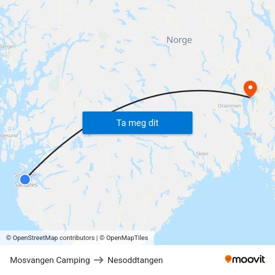 Mosvangen Camping to Nesoddtangen map