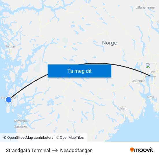 Strandgata Terminal to Nesoddtangen map