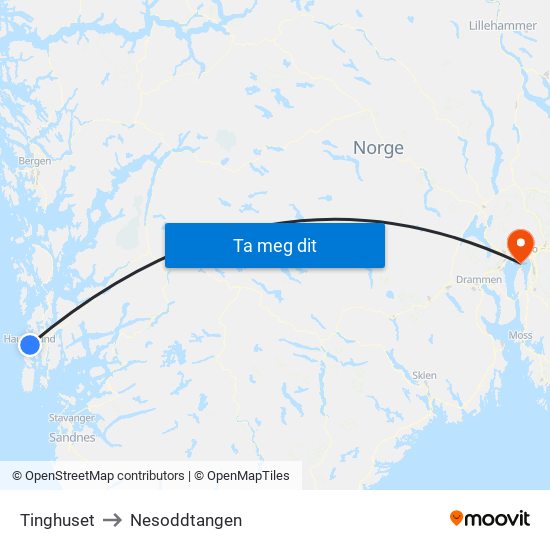 Tinghuset to Nesoddtangen map