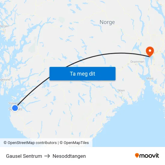Gausel Sentrum to Nesoddtangen map