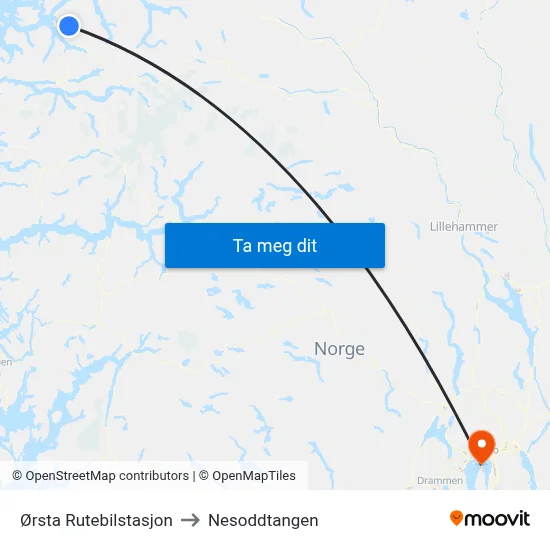 Ørsta Rutebilstasjon to Nesoddtangen map