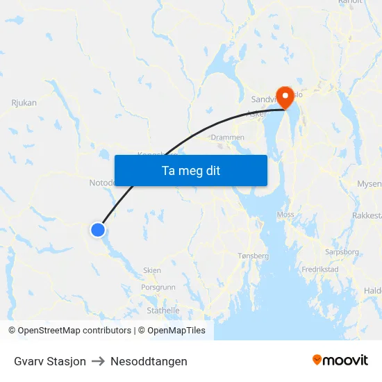 Gvarv Stasjon to Nesoddtangen map