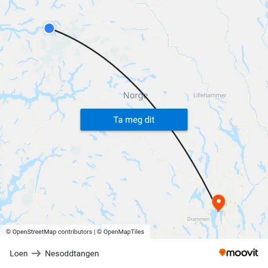 Loen to Nesoddtangen map