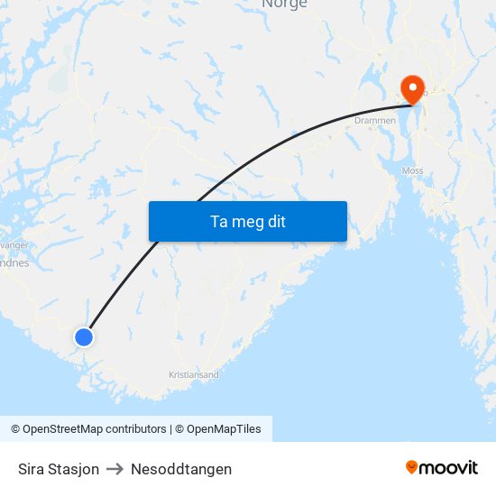 Sira Stasjon to Nesoddtangen map